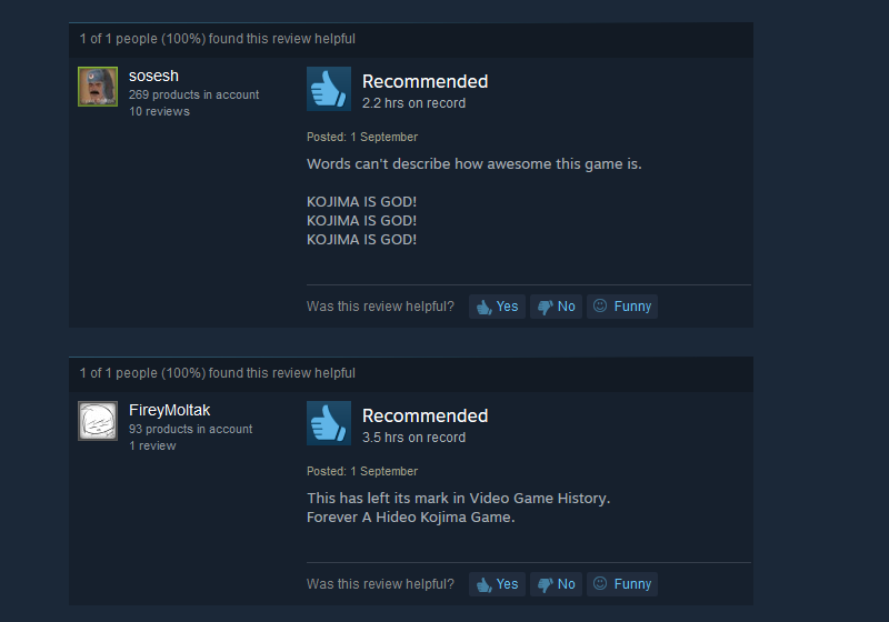 Illustration for article titled Metal Gear Solid V: The Phantom Pain, As Told by Steam Reviews